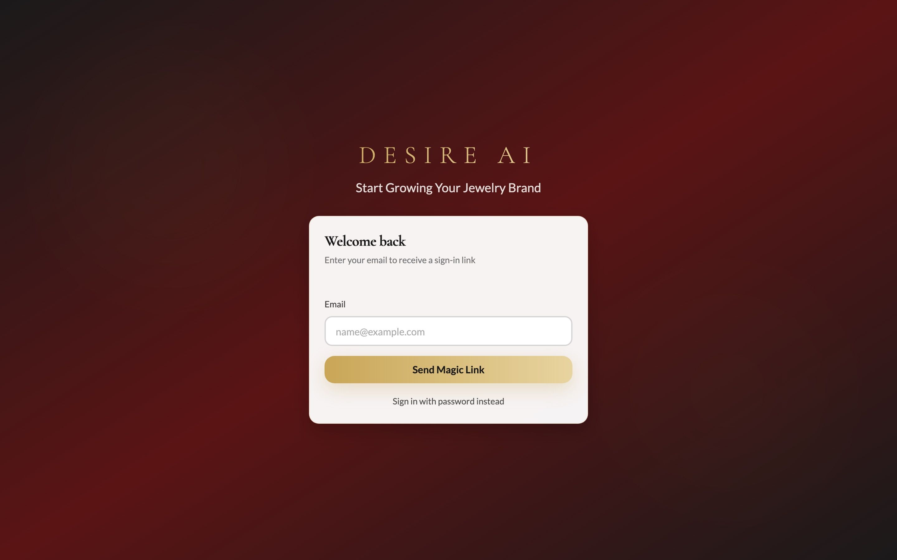 The magic link sign-in option