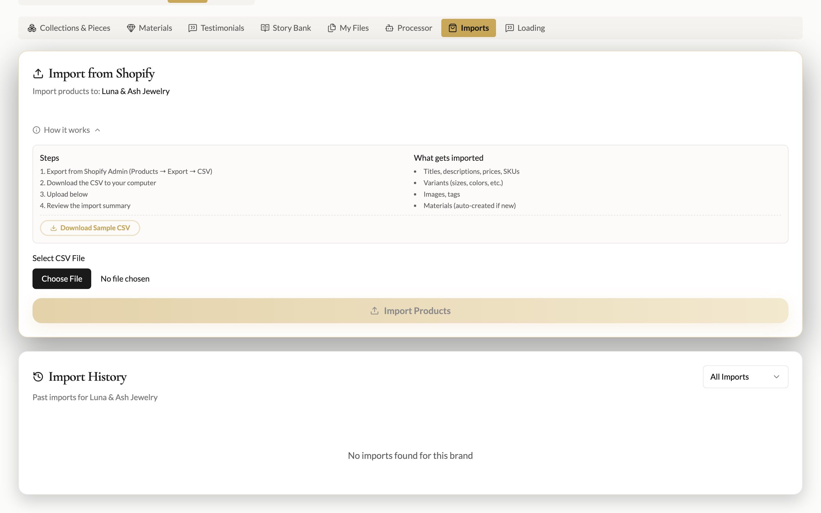 Import from Shopify in the Library
